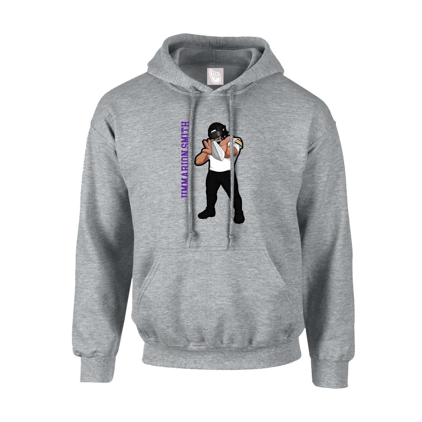 Hoodie — Name Vertical in Grey