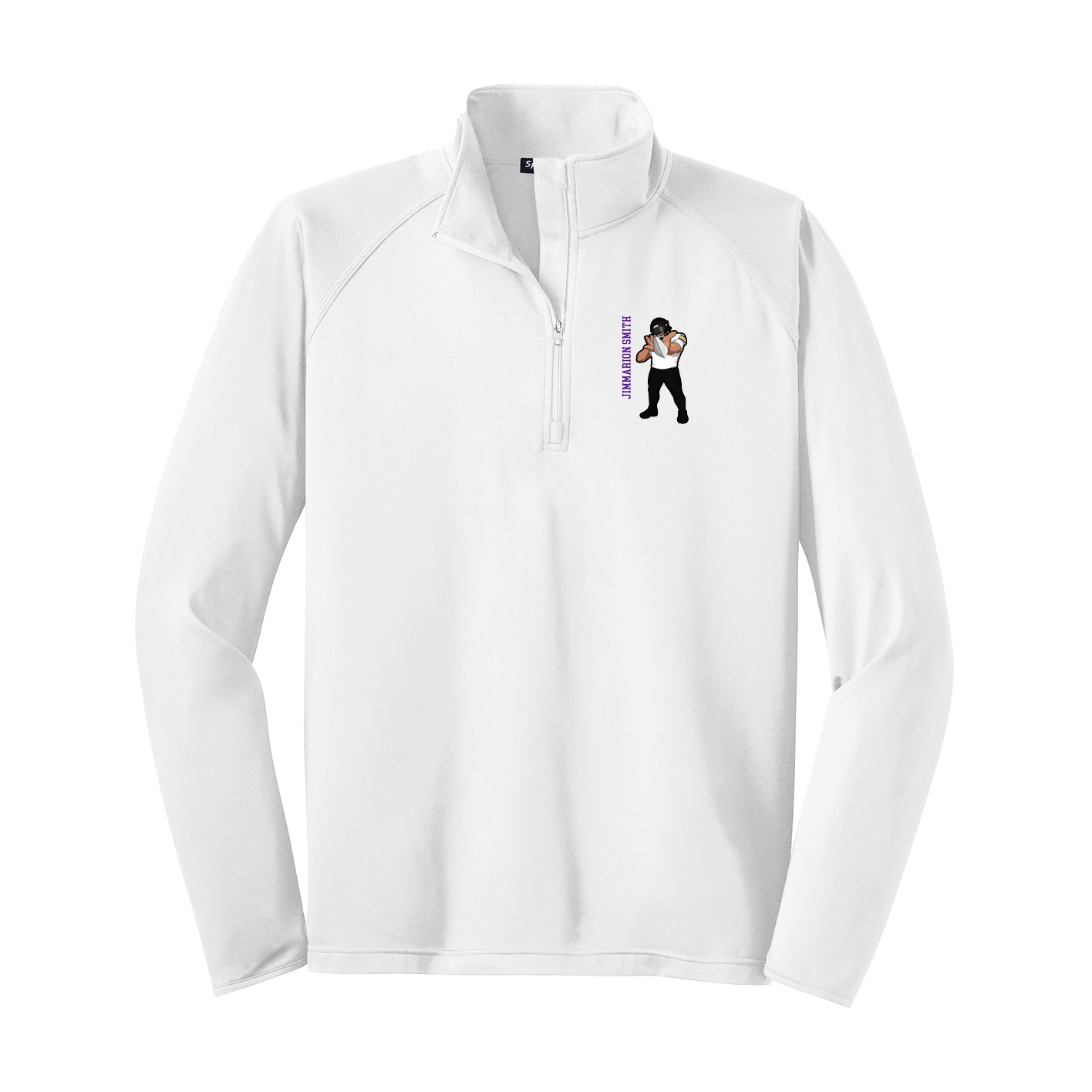 Q-Zip Pullover — Name Vertical in White