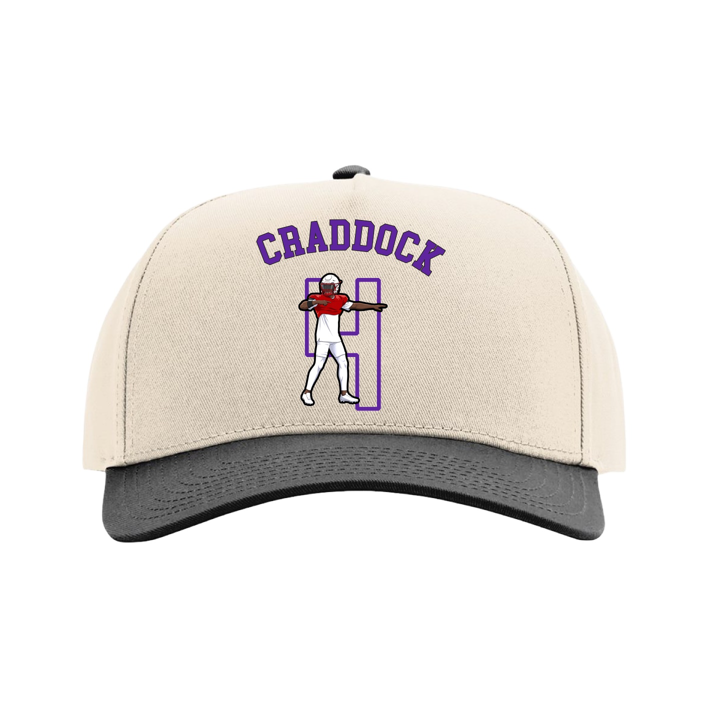 Full Fabric Five-Panel Champ Cap — Shirsey Arch in Cream/Black