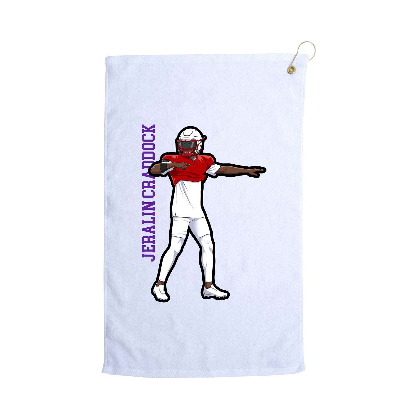 Golf Towel — Name Vertical in White