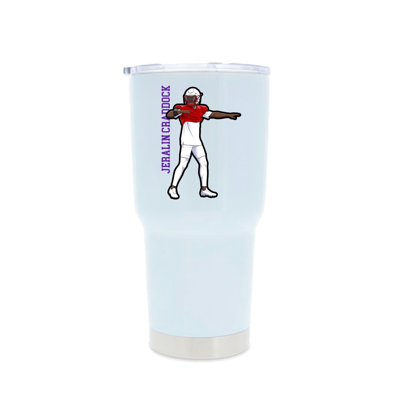 30oz Stainless Steel Tumbler — Name Vertical in White