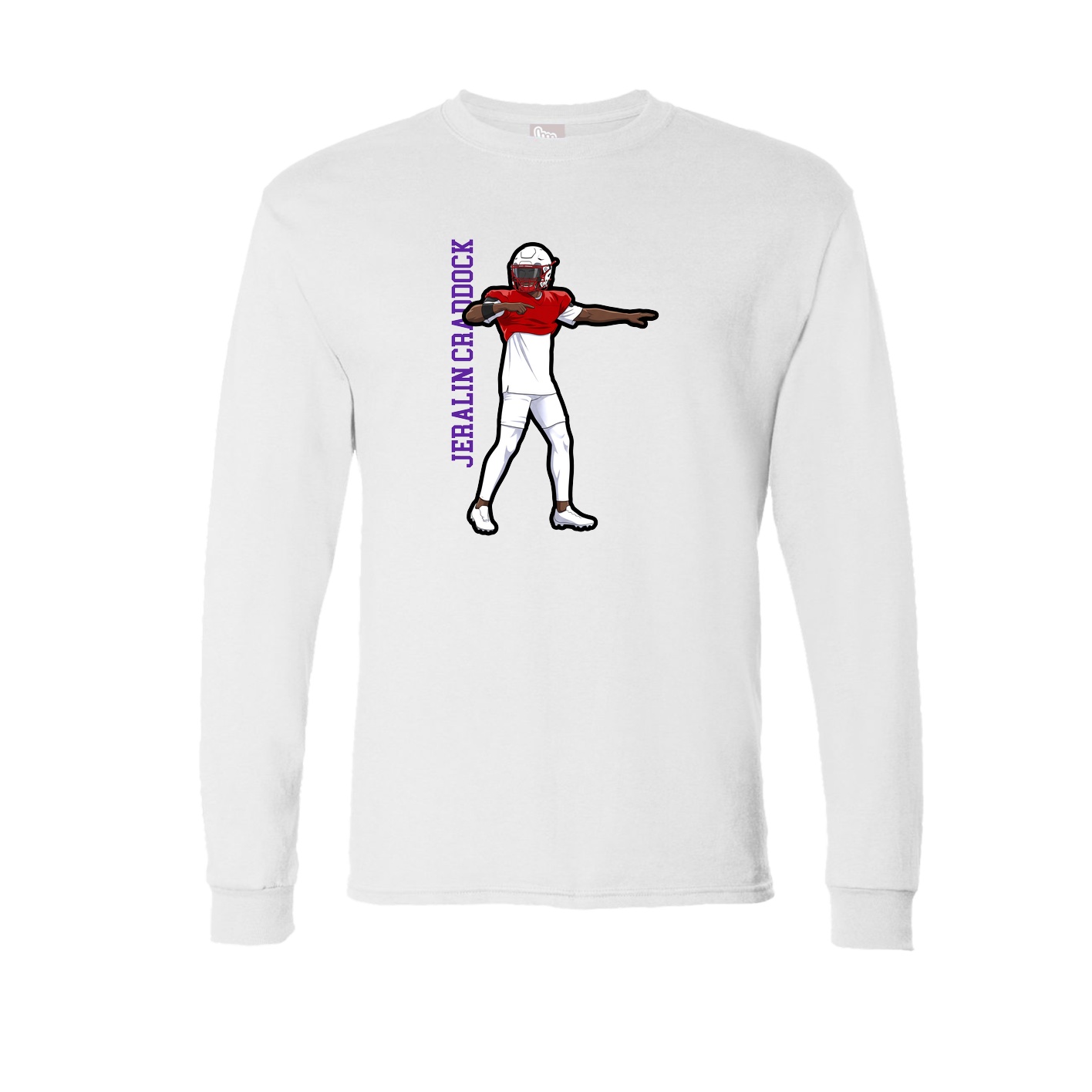 Long Sleeve Tee — Name Vertical in White