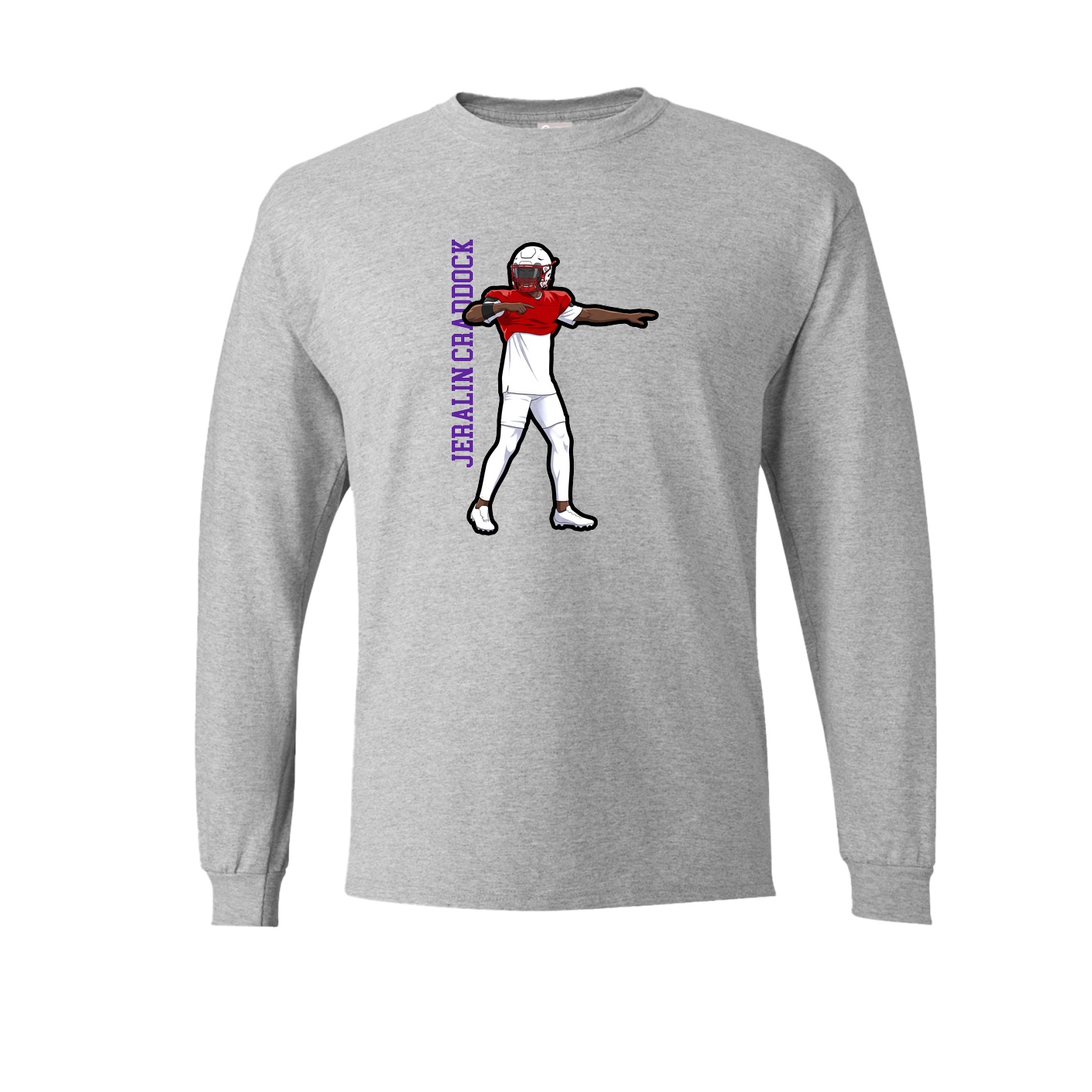 Long Sleeve Tee — Name Vertical in Grey