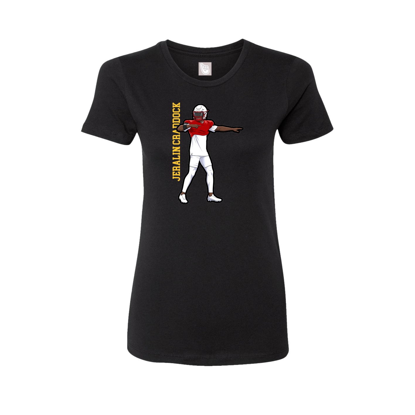 Womens Tee — Name Vertical in Black