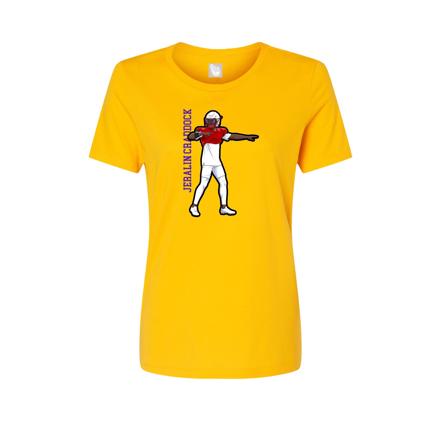 Womens Tee — Name Vertical in Gold