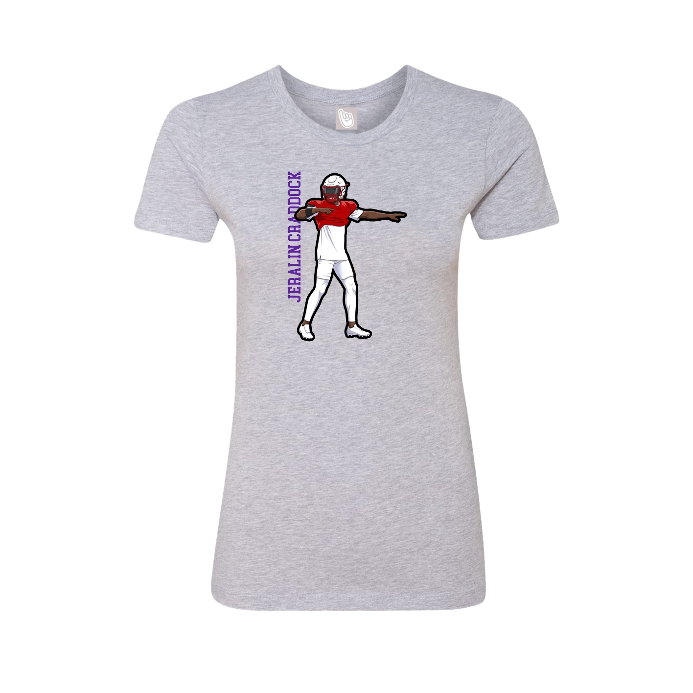 Womens Tee — Name Vertical in Grey