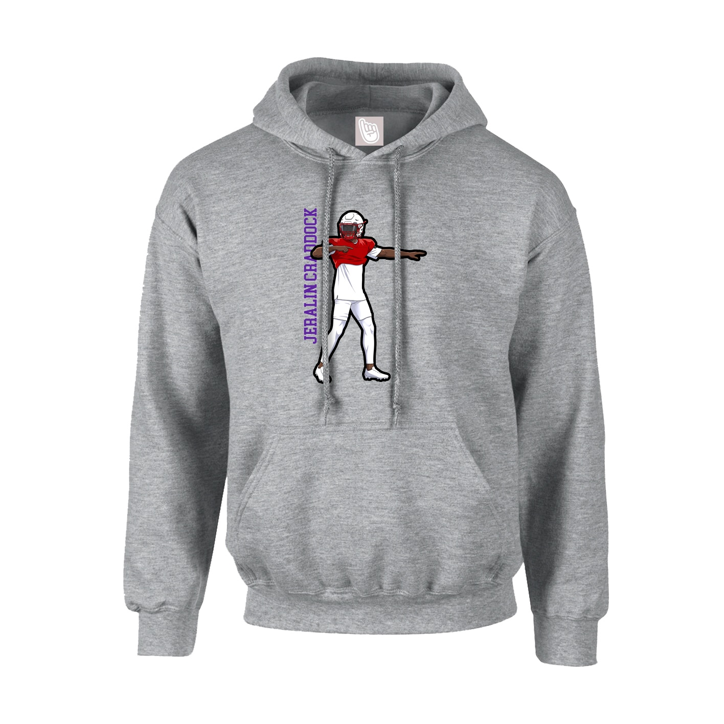 Hoodie — Name Vertical in Grey