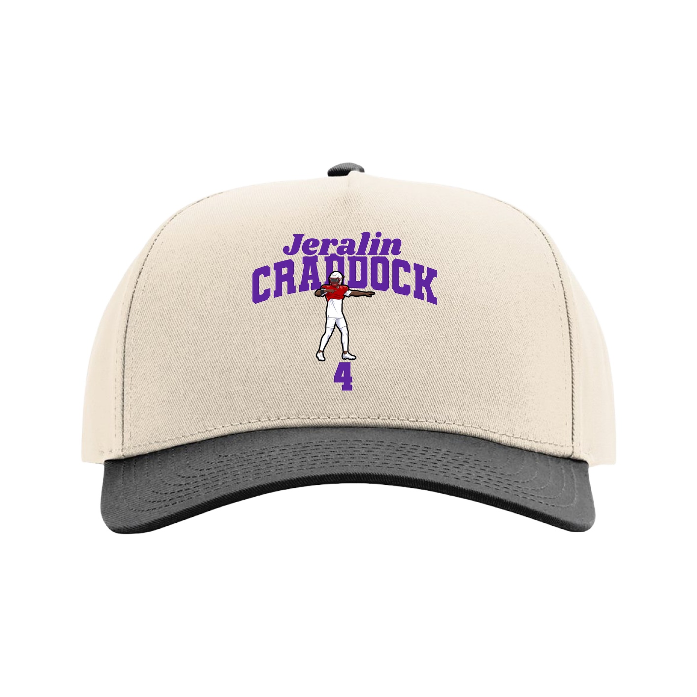 Full Fabric Five-Panel Champ Cap — Signature Arch in Cream/Black
