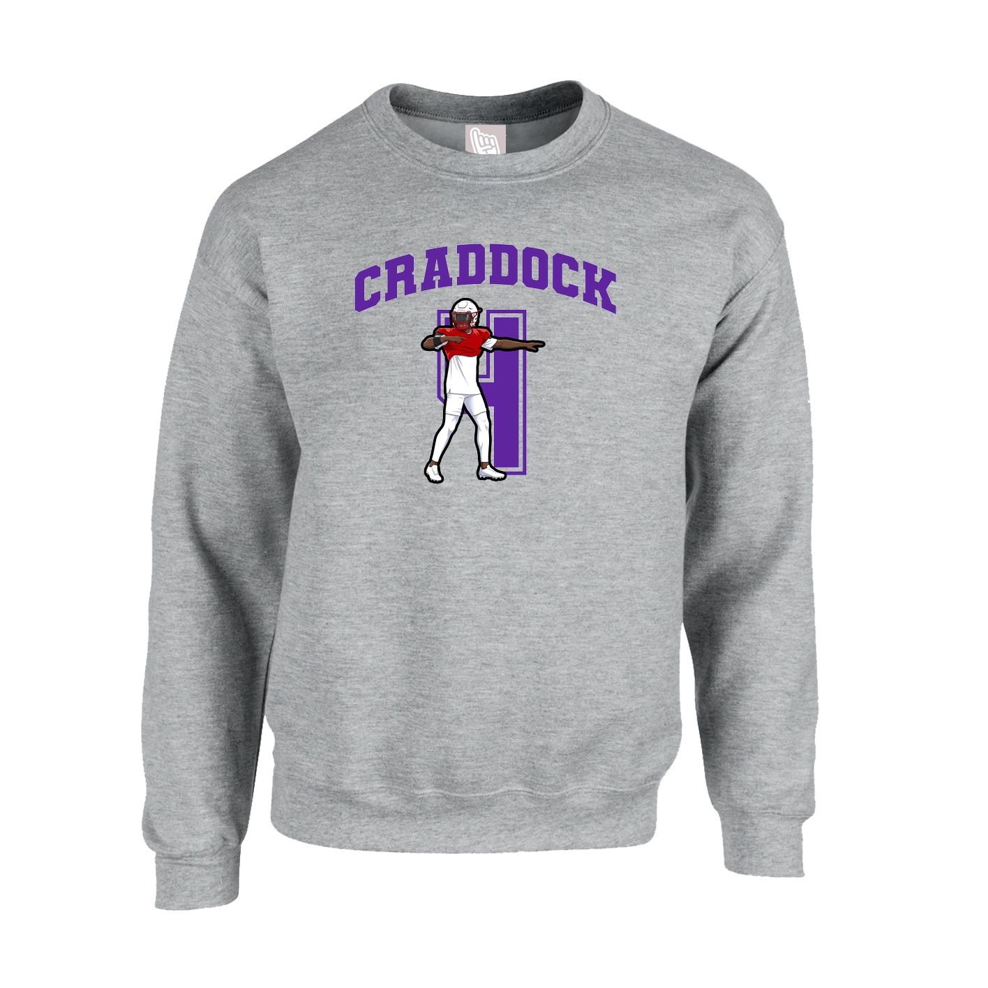 Fleece Crew — Number in Grey