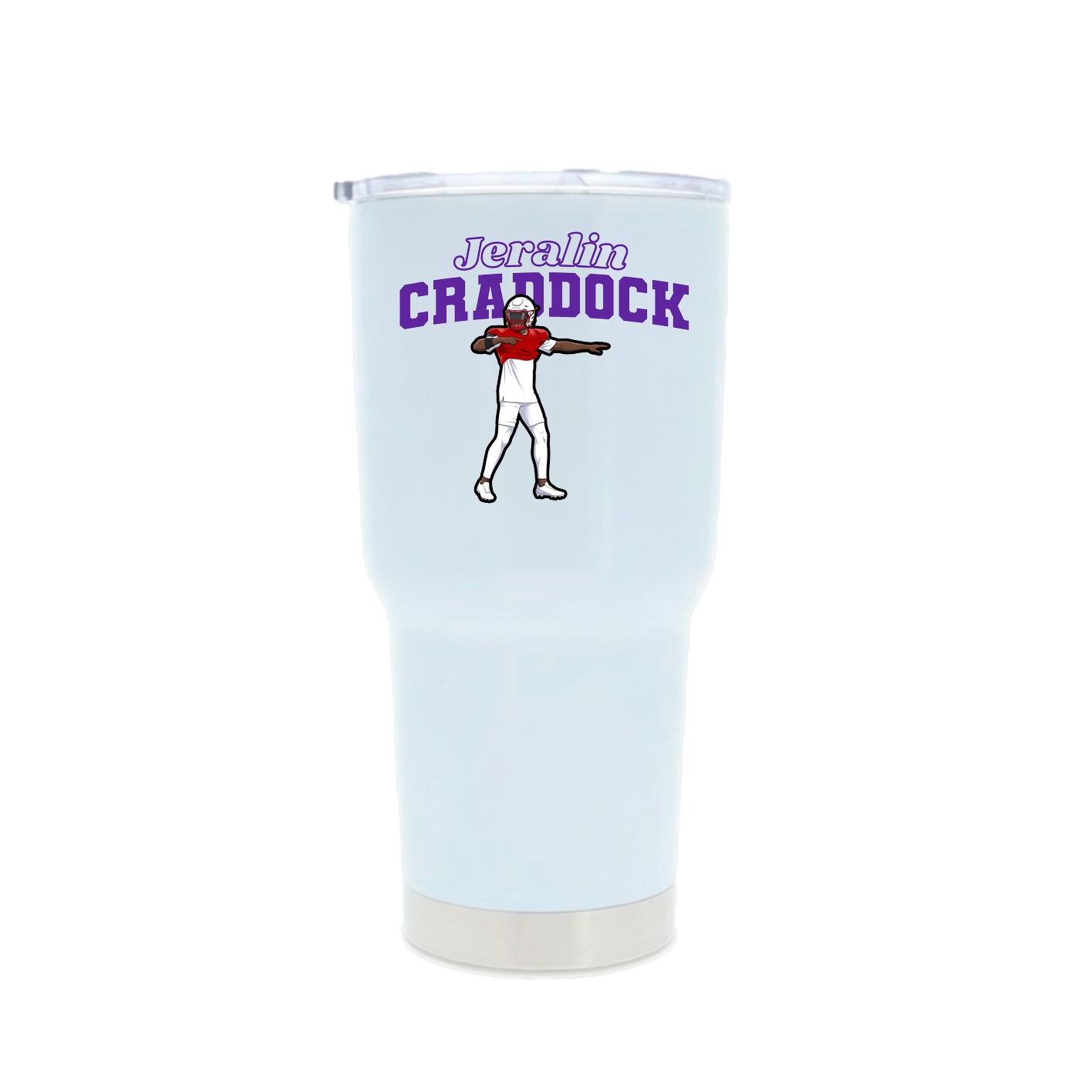 30oz Stainless Steel Tumbler — Name Arch in White