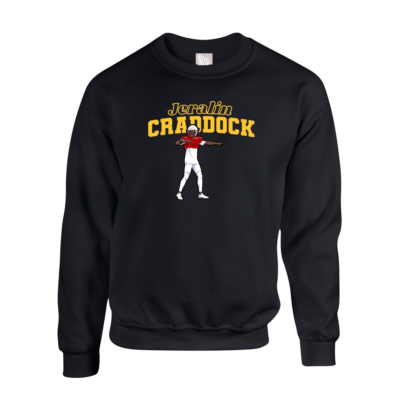Fleece Crew — Name Arch in Black