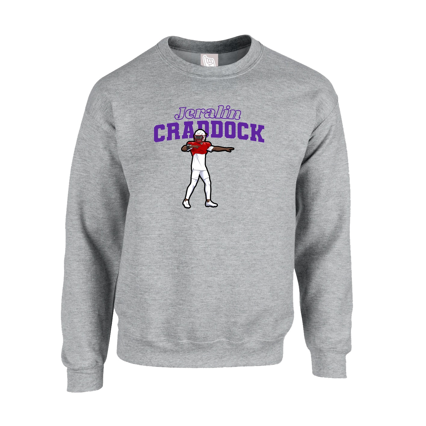 Fleece Crew — Name Arch in Grey