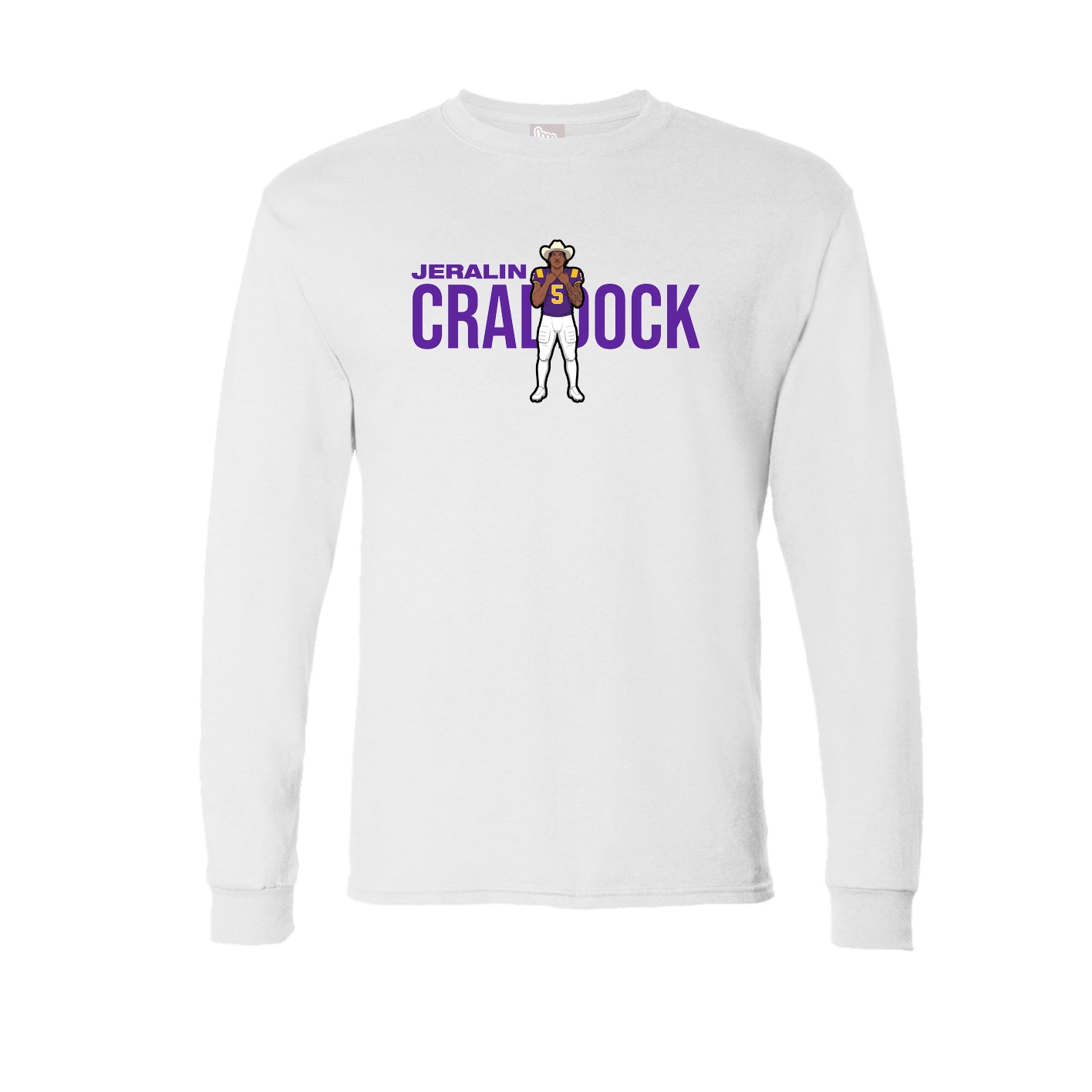 Long Sleeve Tee — Player Name in White