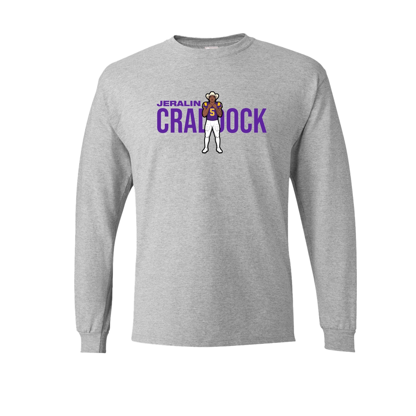 Long Sleeve Tee — Player Name in Grey