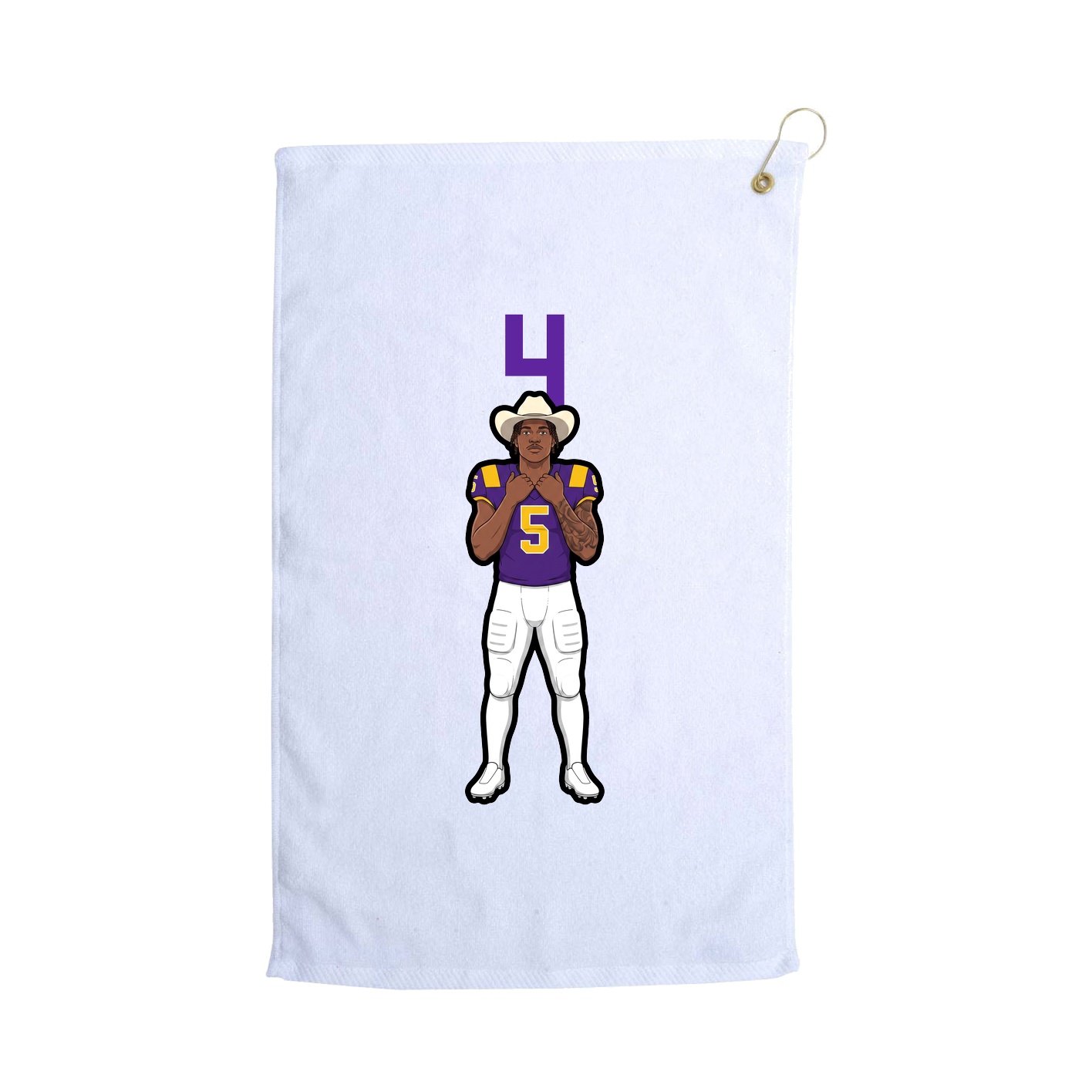 Golf Towel — Number Top in White