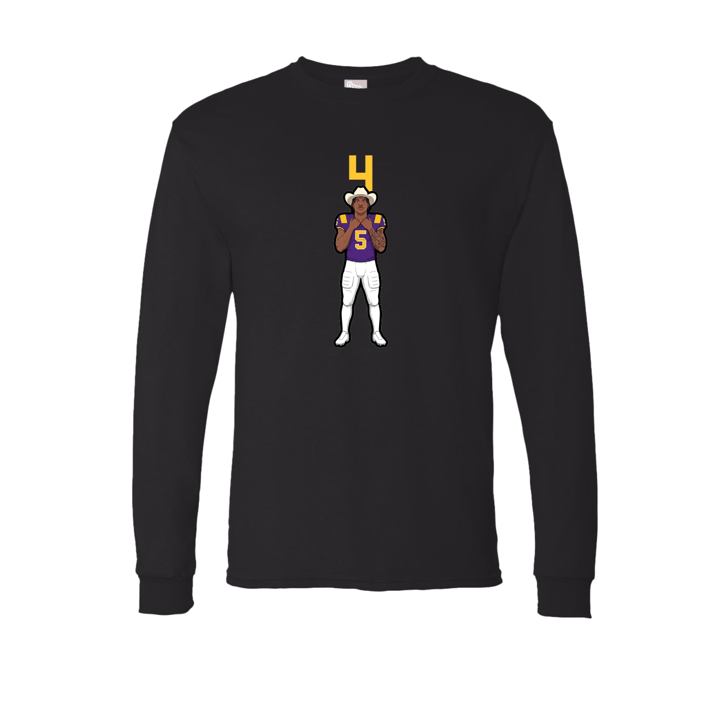 Long Sleeve Tee — Number Top in Black