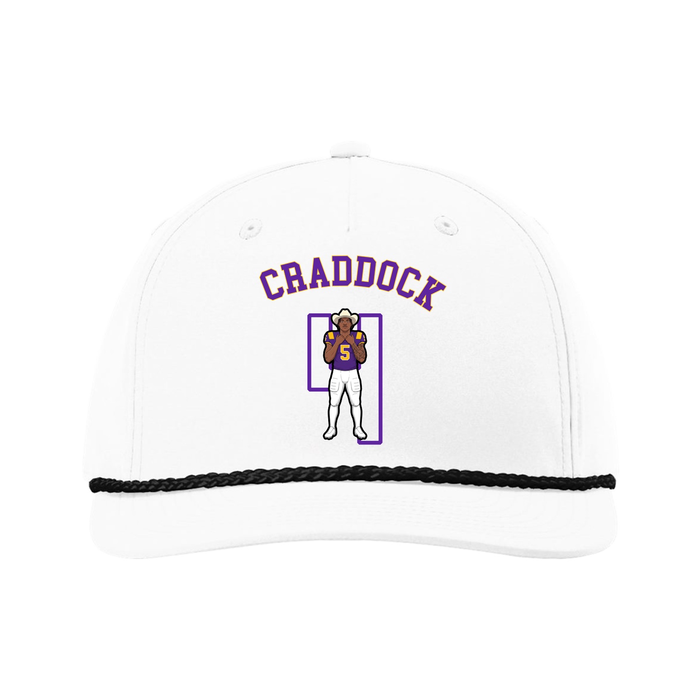 Five-Panel Classic Rope Cap — Shirsey Arch in White