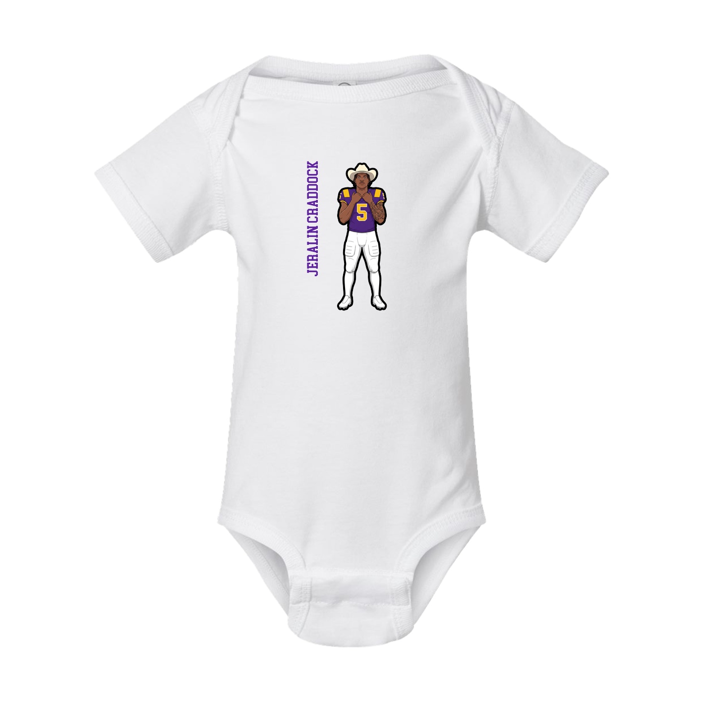 Baby Onesie — Name Vertical in White