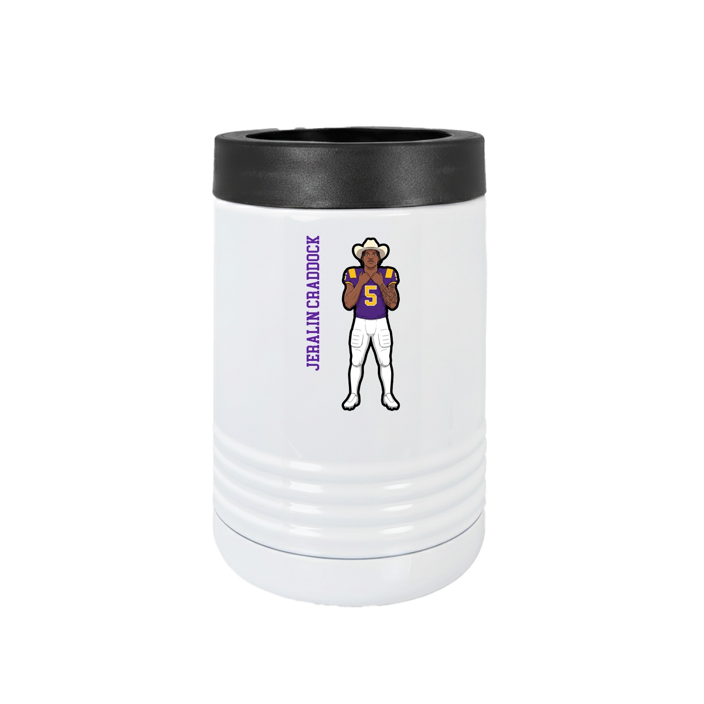 Beverage Holder — Name Vertical in White