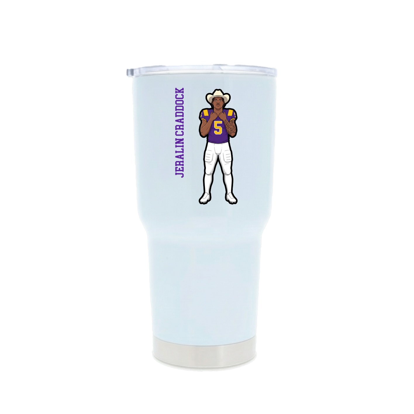 30oz Stainless Steel Tumbler — Name Vertical in White