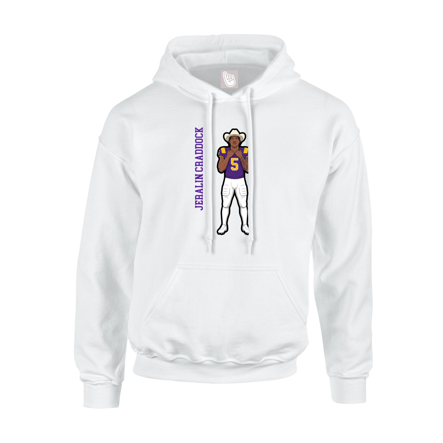 Youth Hoodie — Name Vertical in White