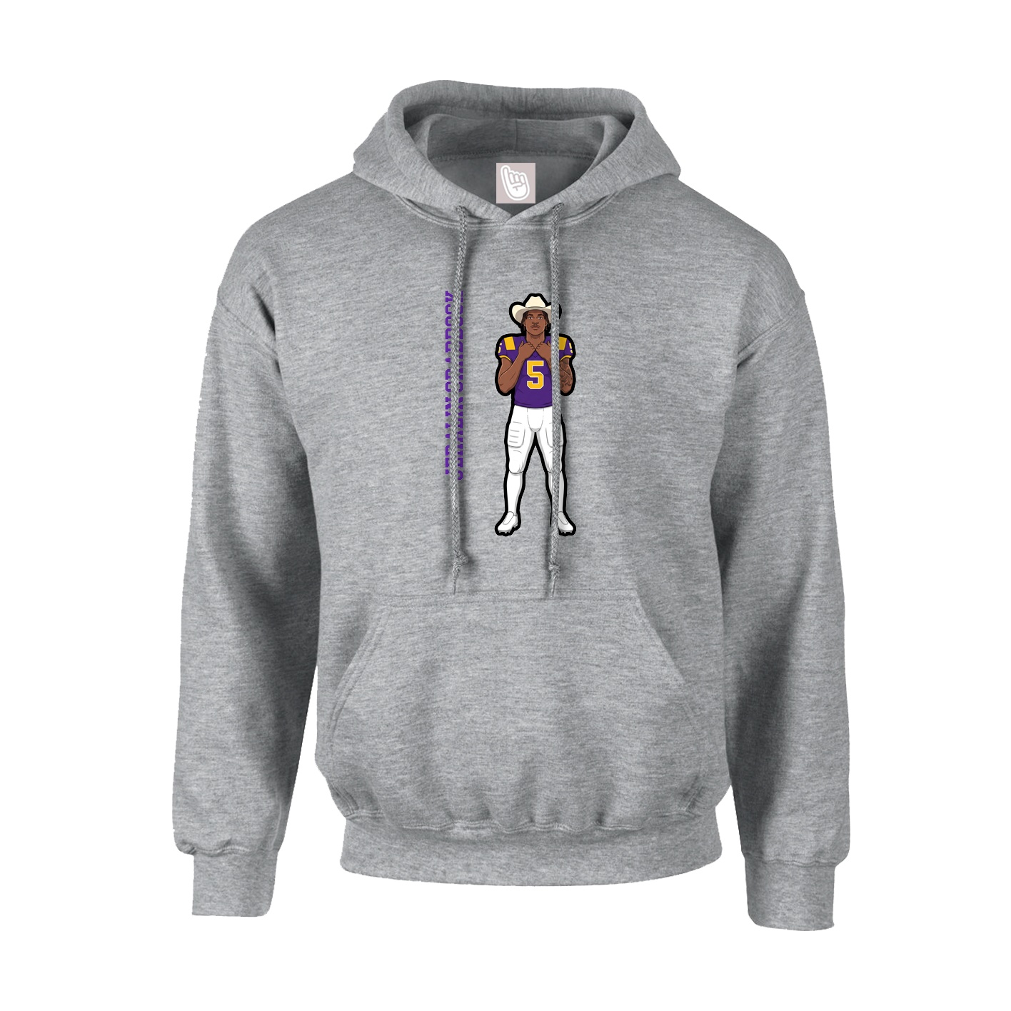Youth Hoodie — Name Vertical in Grey