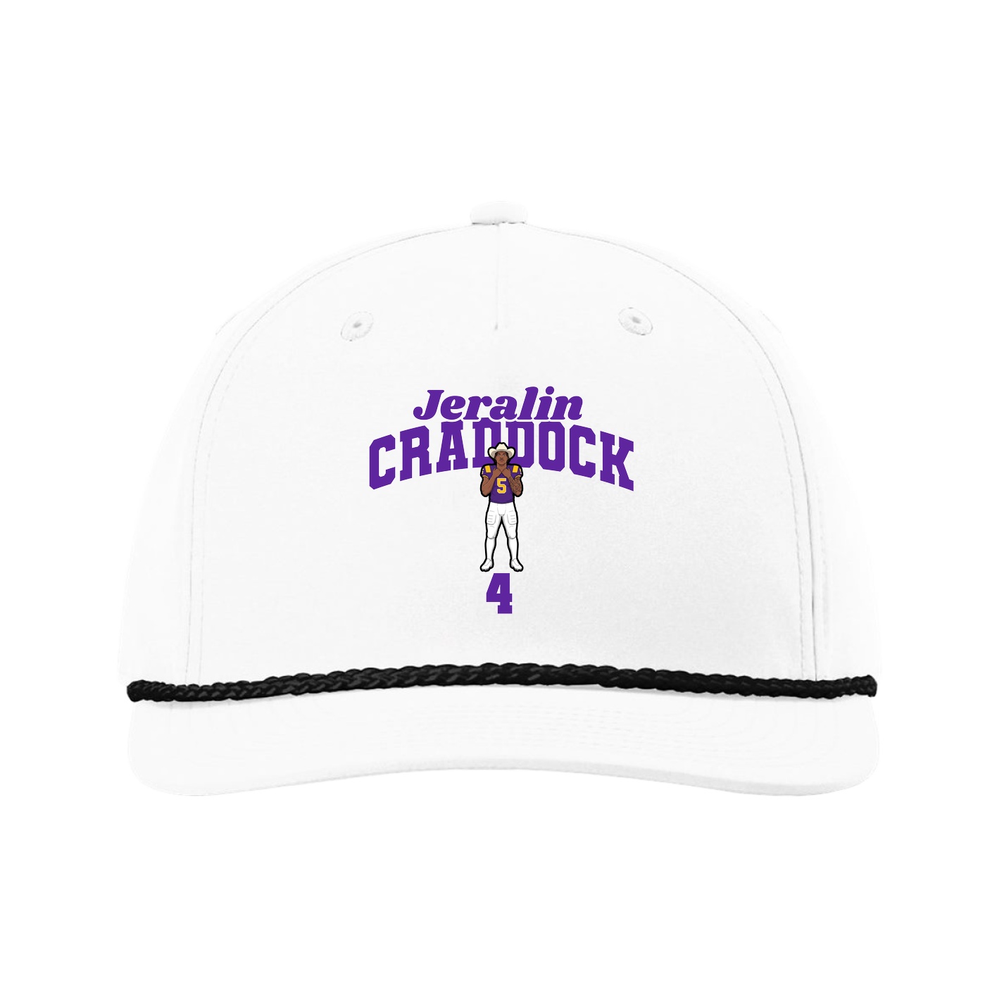 Five-Panel Classic Rope Cap — Signature Arch in White