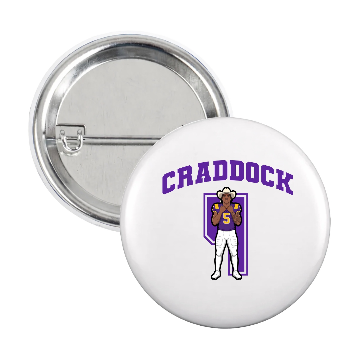 Game Day Button — Number in White