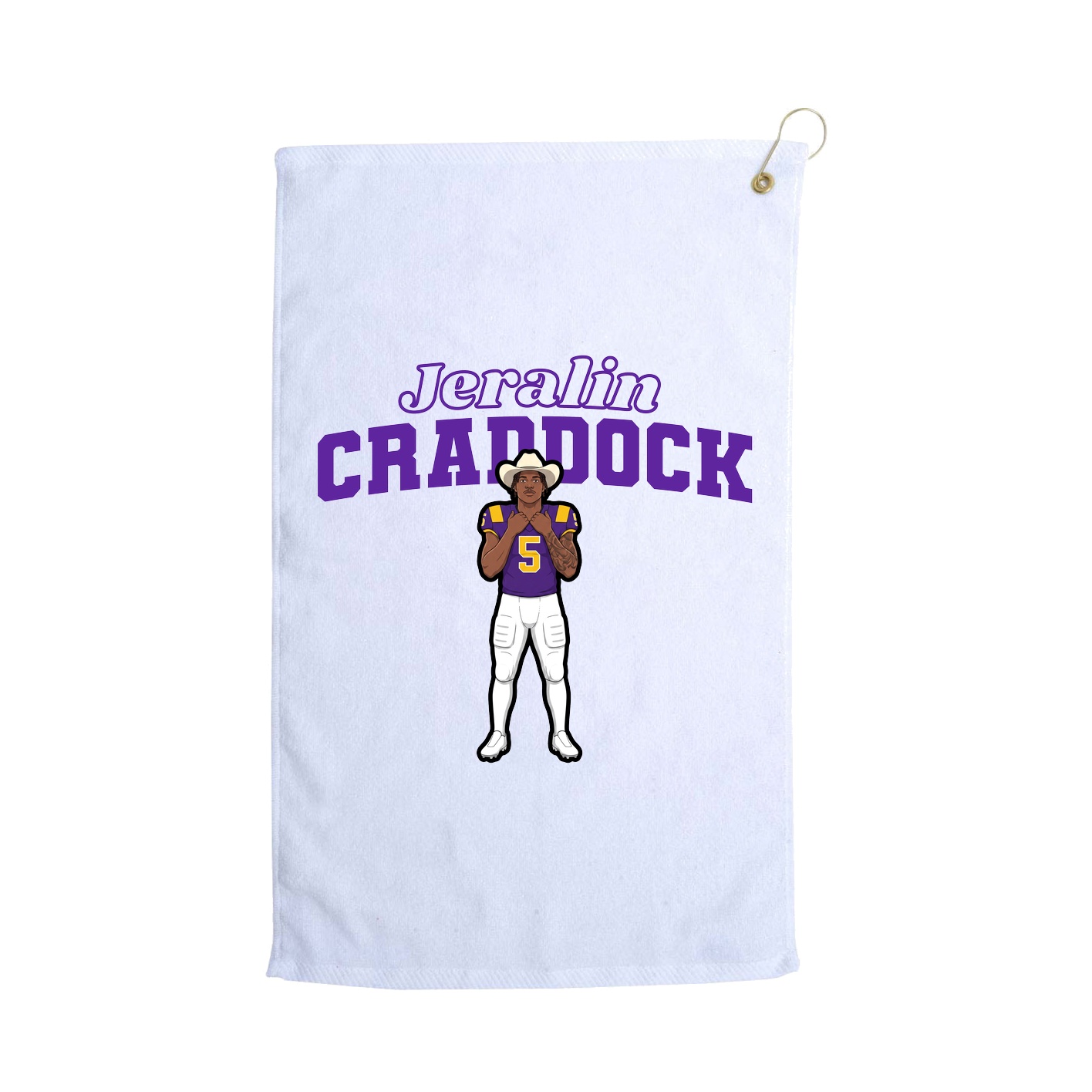 Golf Towel — Name Arch in White