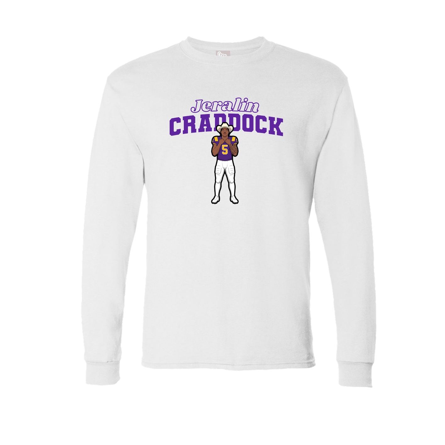 Long Sleeve Tee — Name Arch in White