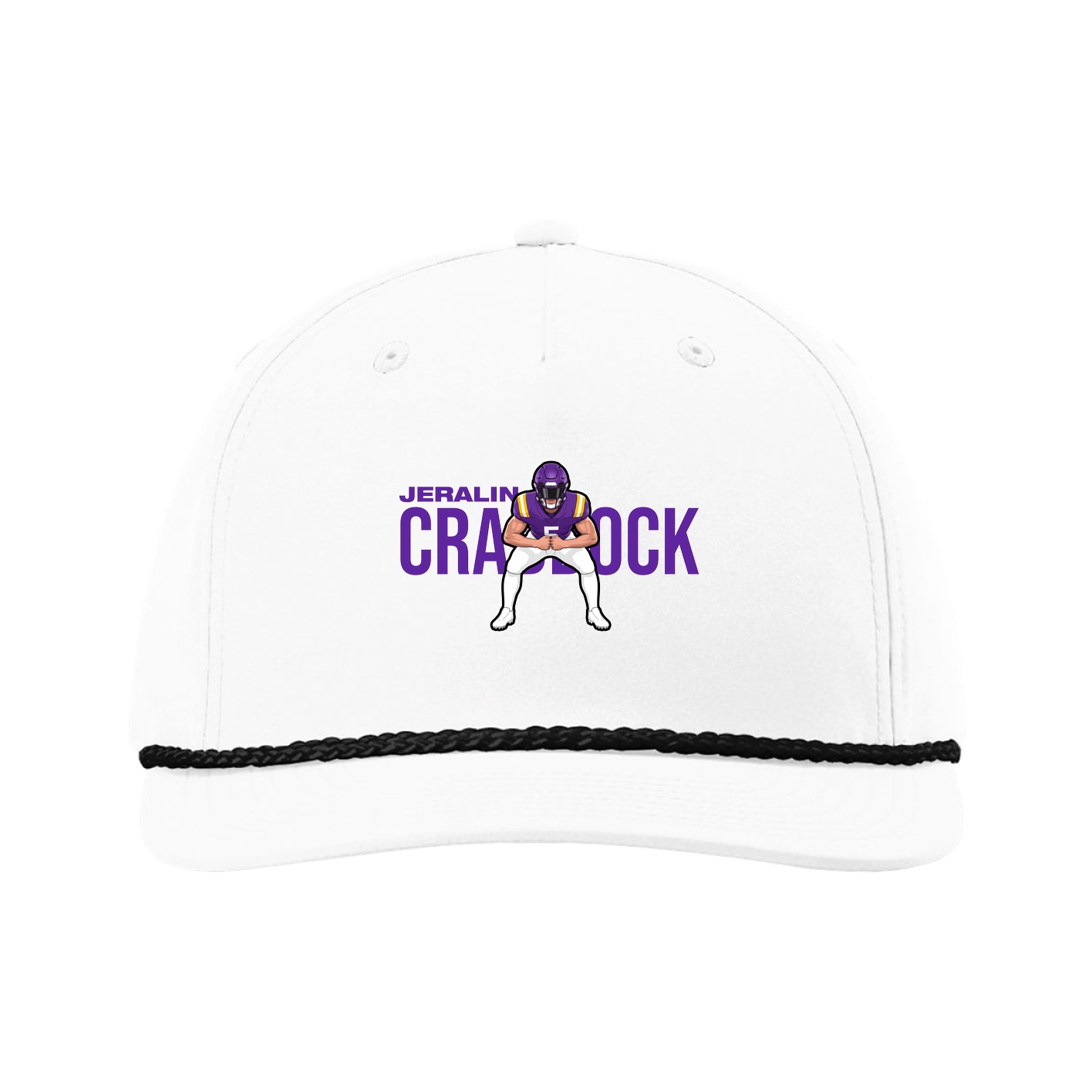 Five-Panel Classic Rope Cap — Player Name in White
