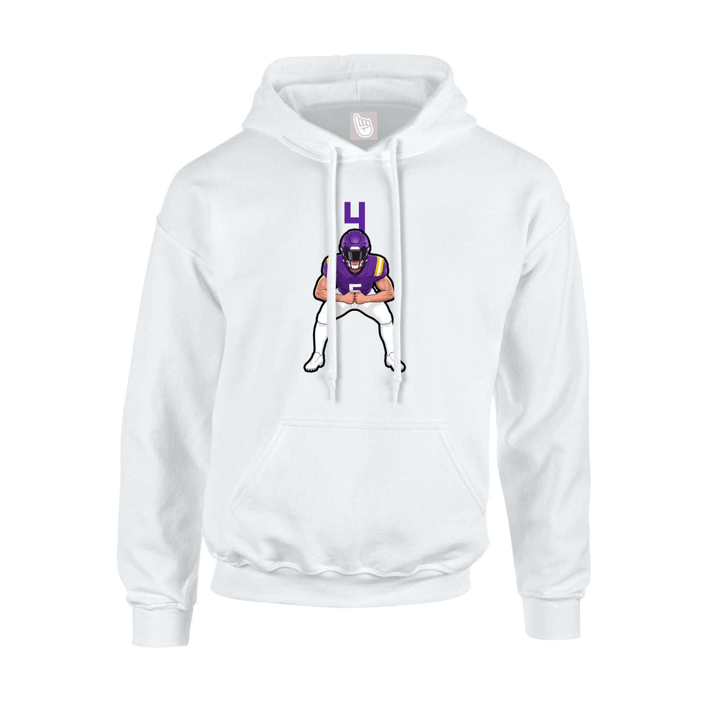 Youth Hoodie — Number Top in White
