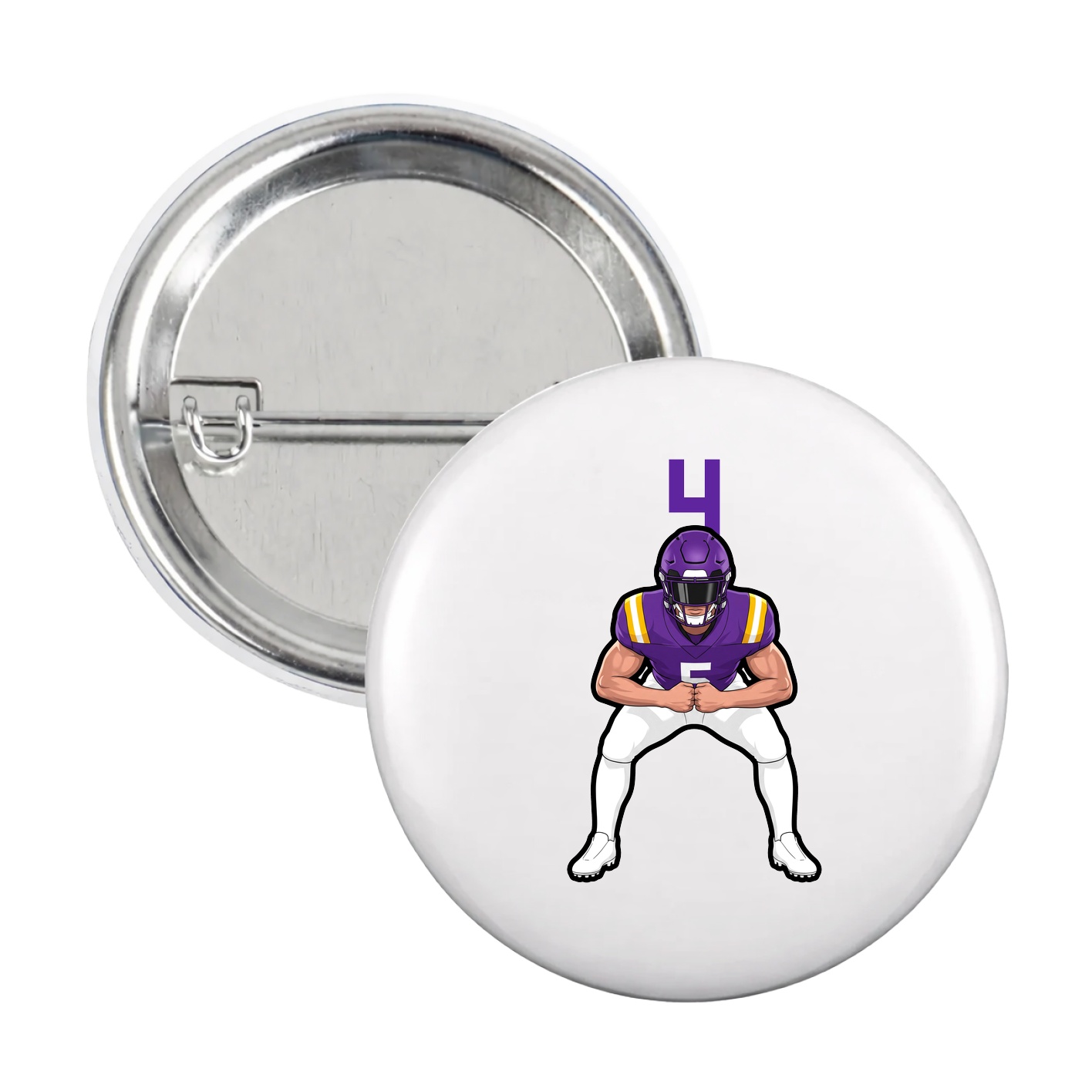 Game Day Button — Number Top in White