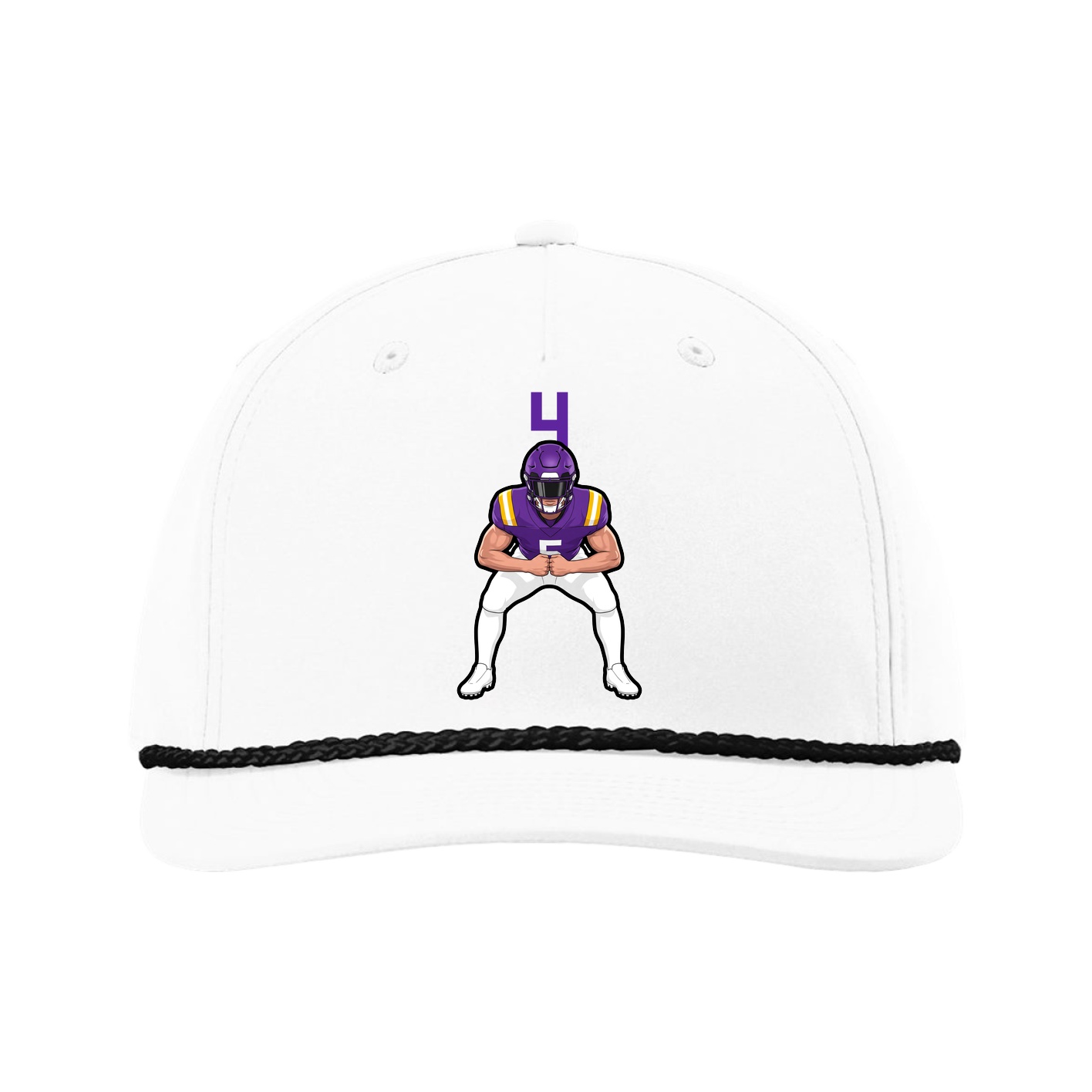 Five-Panel Classic Rope Cap — Number Top in White