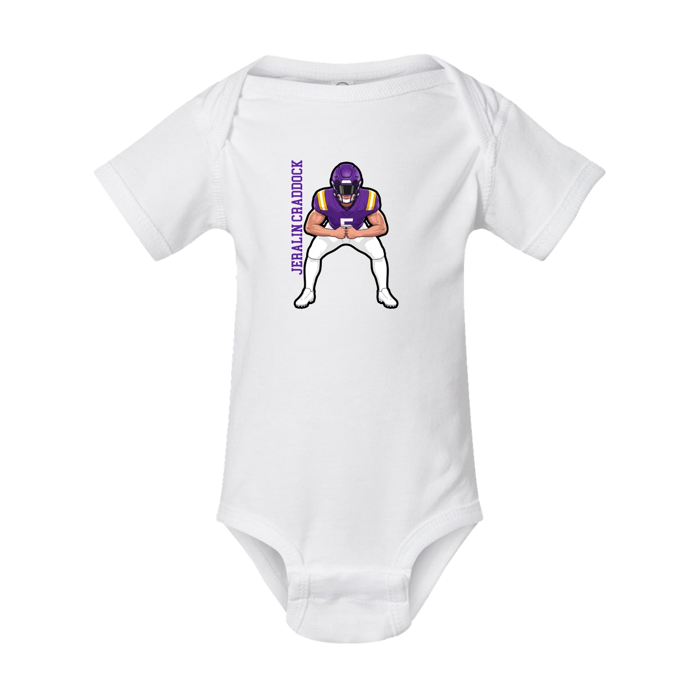 Baby Onesie — Name Vertical in White