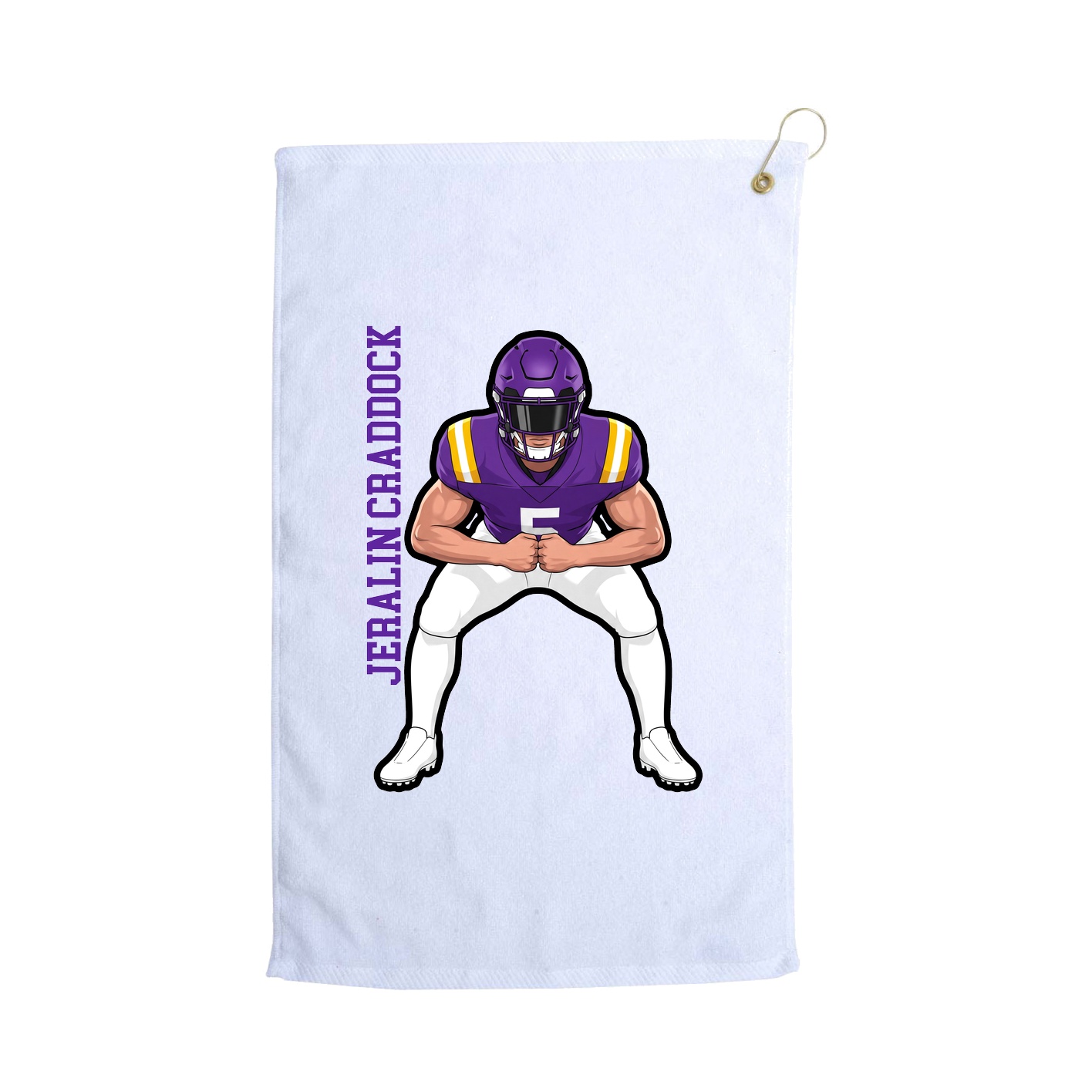 Golf Towel — Name Vertical in White