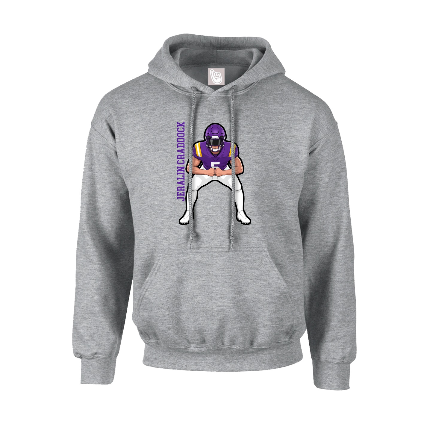 Youth Hoodie — Name Vertical in Grey