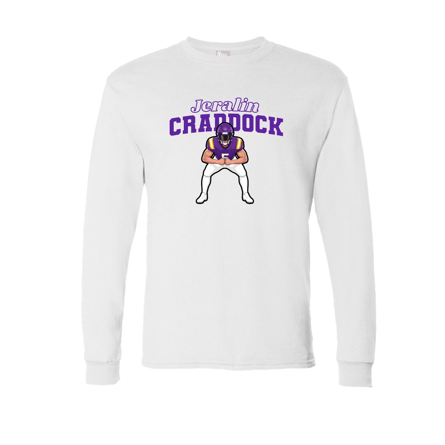 Long Sleeve Tee — Name Arch in White
