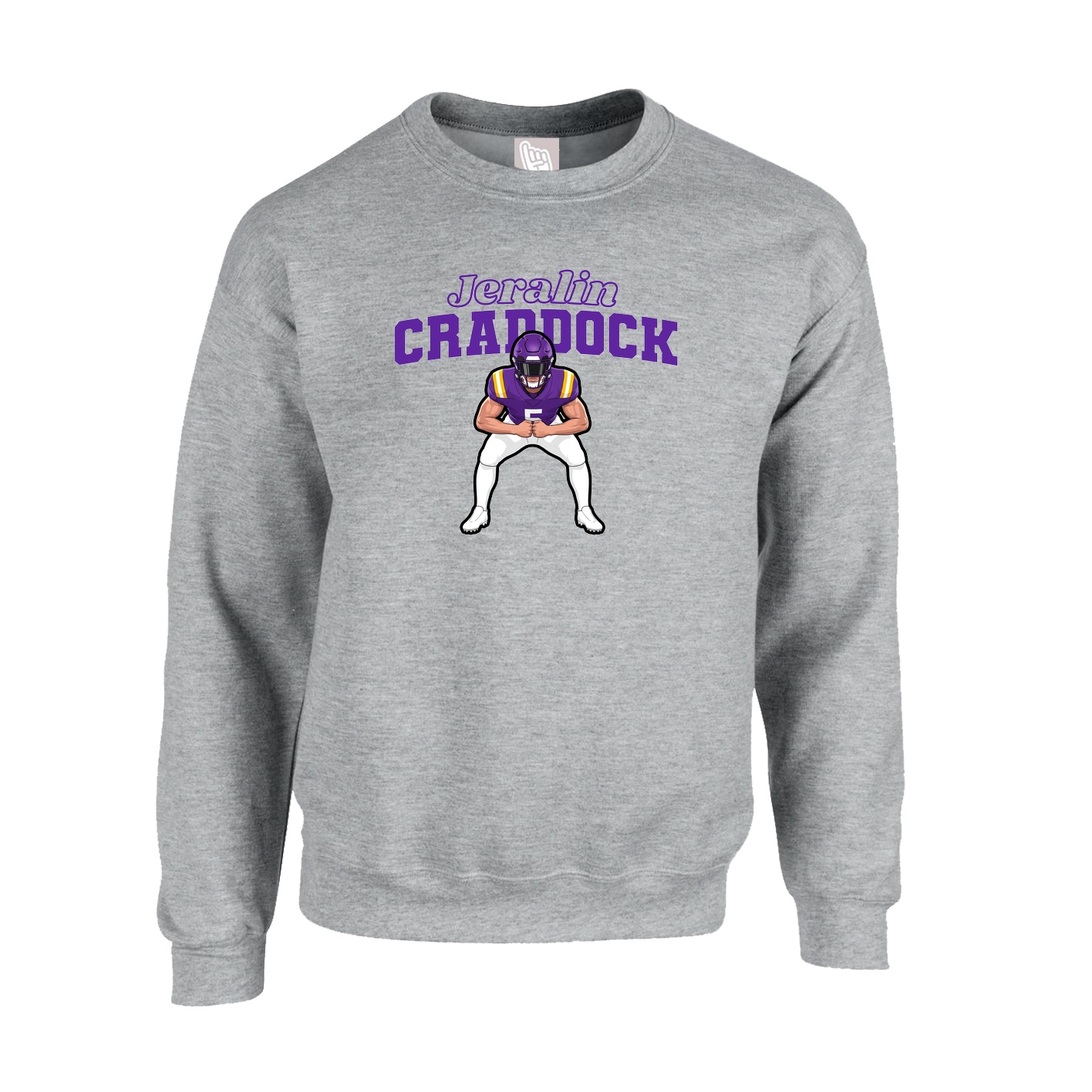 Fleece Crew — Name Arch in Grey