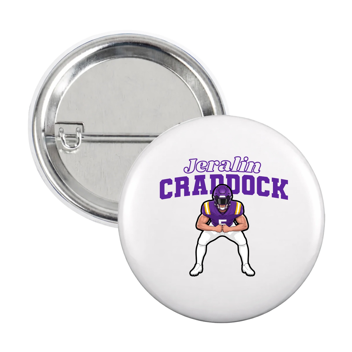 Game Day Button — Name Arch in White