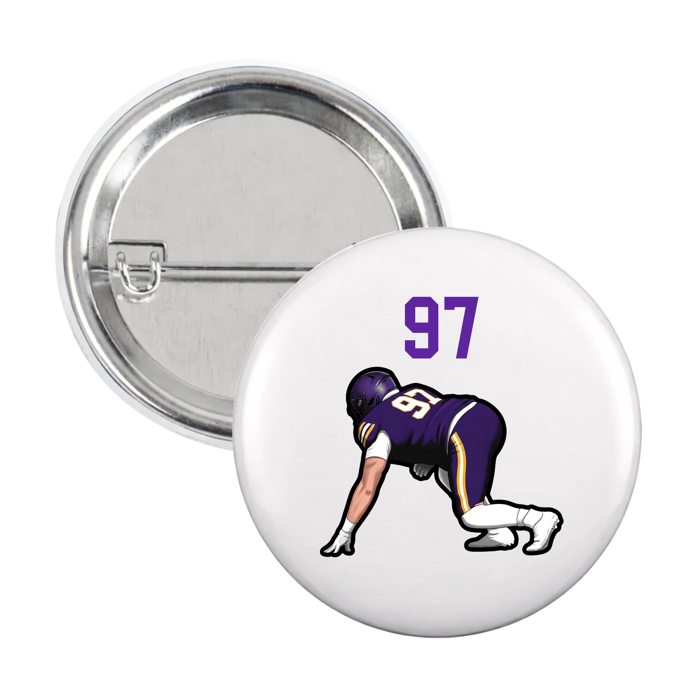 Game Day Button — Number Top in White