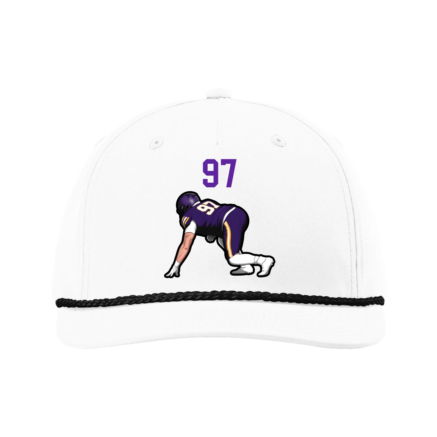 Five-Panel Classic Rope Cap — Number Top in White