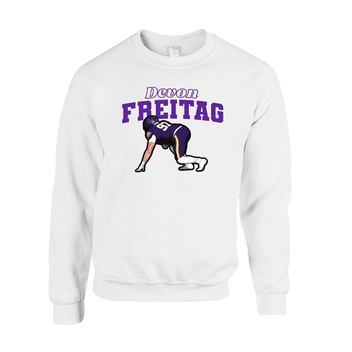 Fleece Crew — Name Arch in White