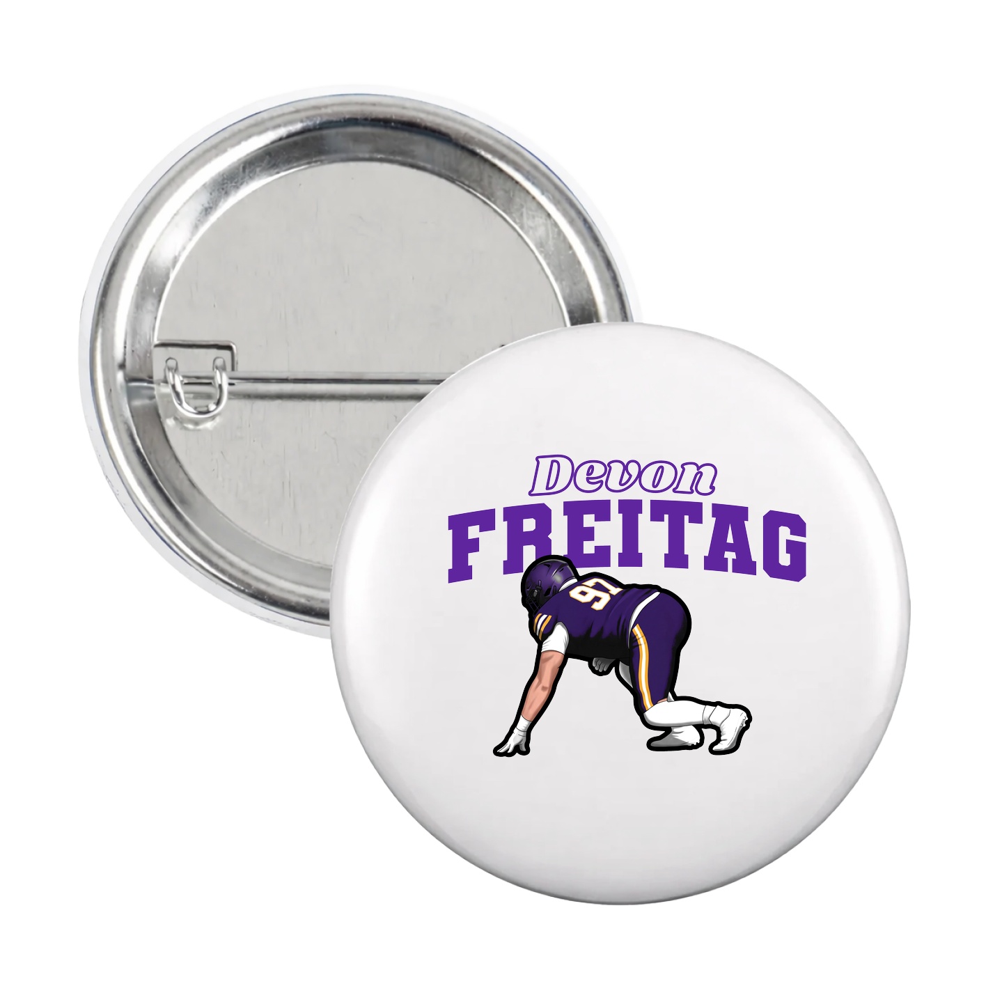 Game Day Button — Name Arch in White