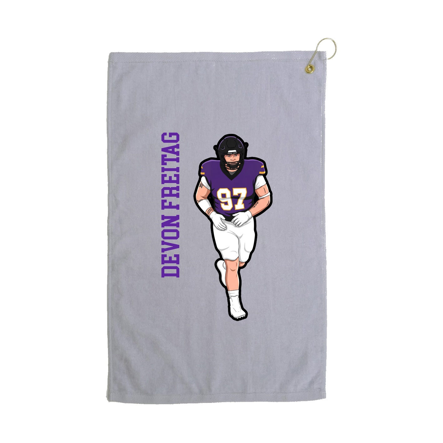 Golf Towel — Name Vertical in Grey