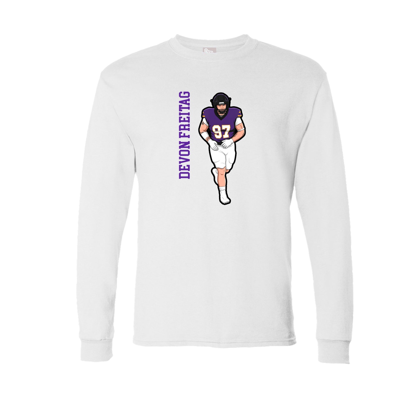 Long Sleeve Tee — Name Vertical in White
