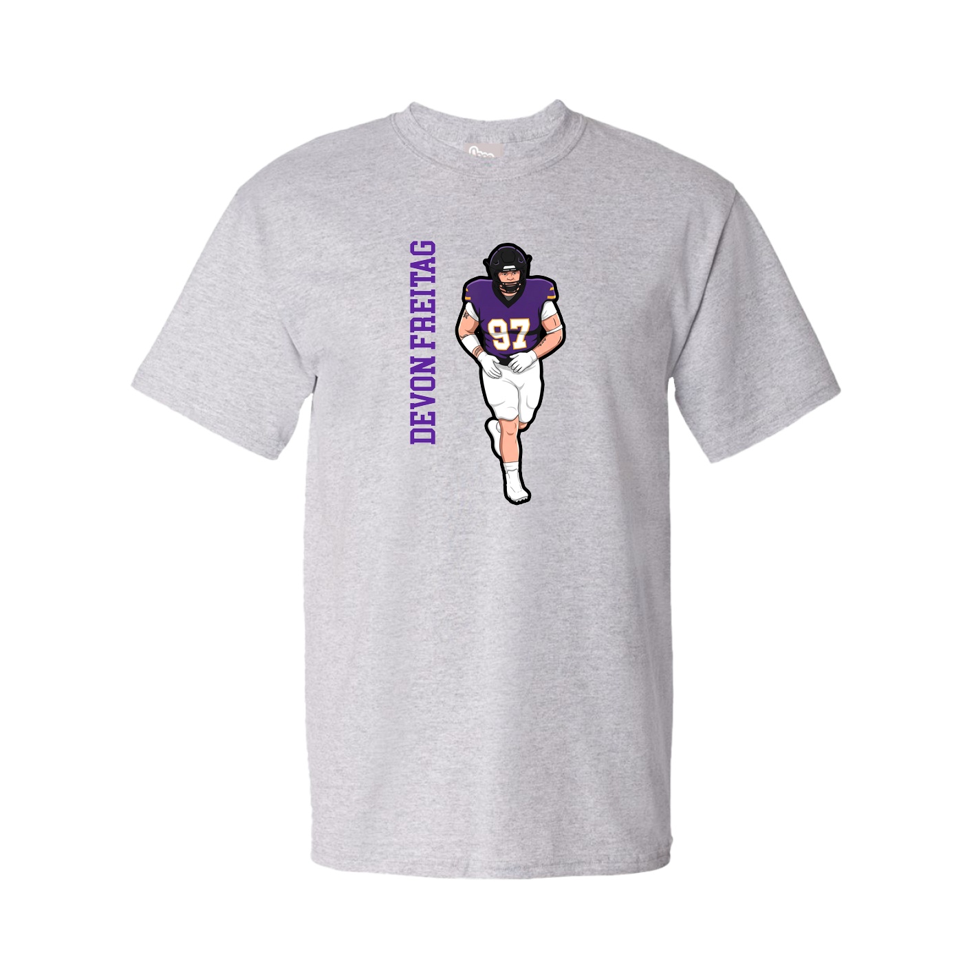 Youth Tee — Name Vertical in Grey
