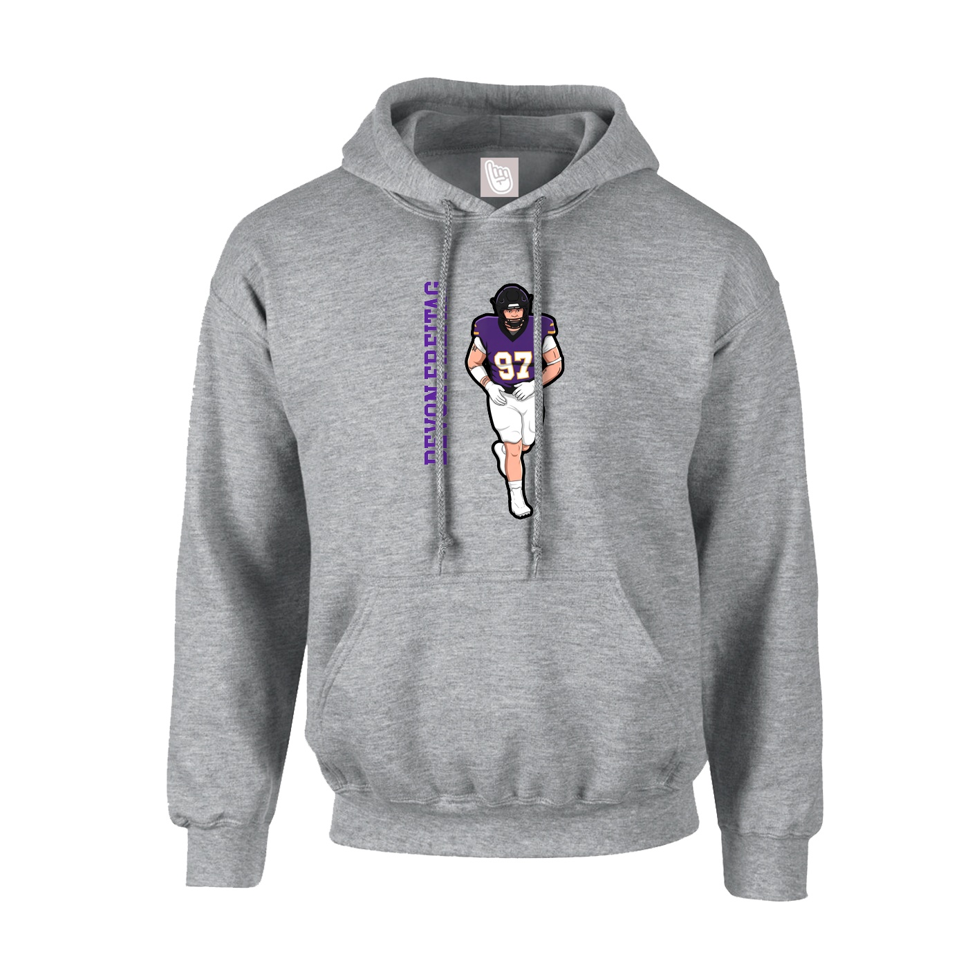 Hoodie — Name Vertical in Grey