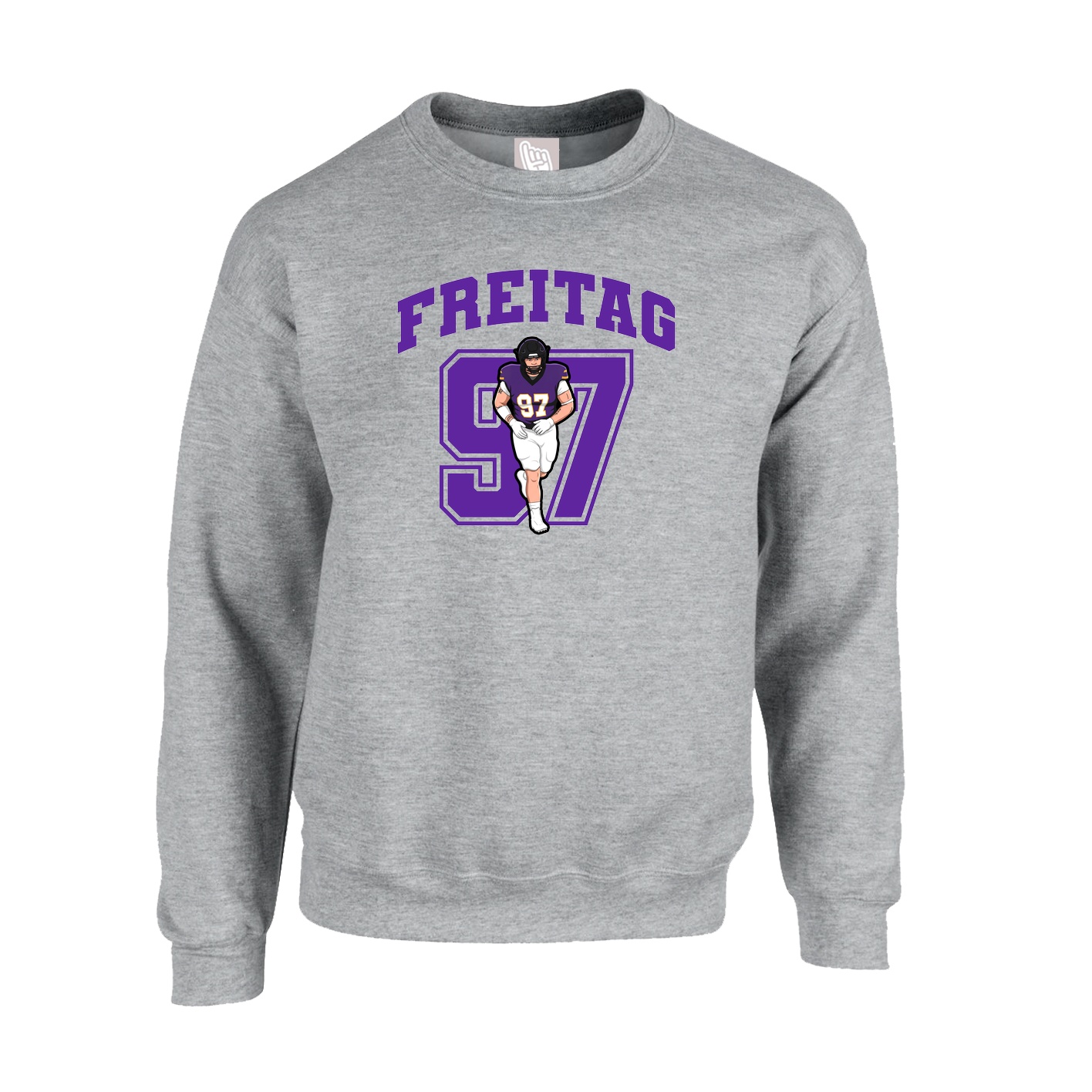 Fleece Crew — Number in Grey