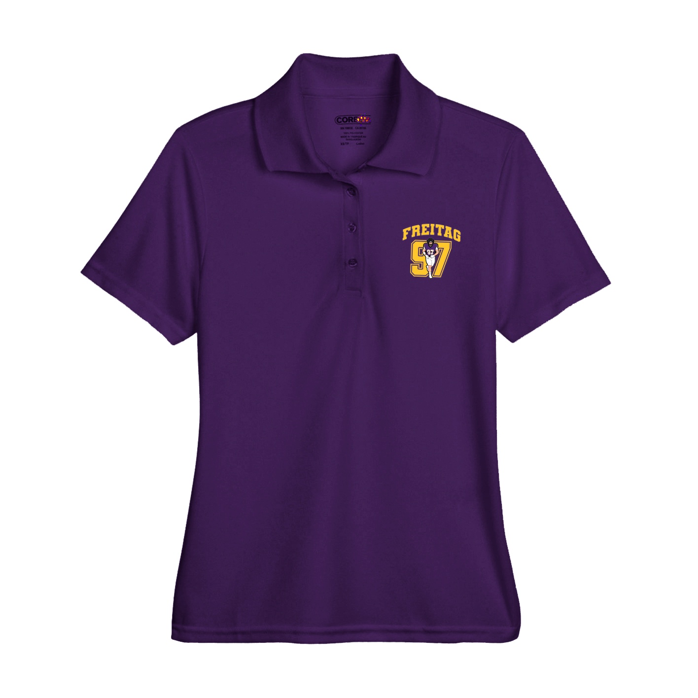 Womens Performance Polo — Number in Purple